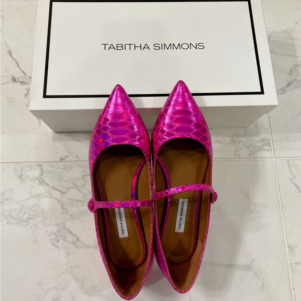Tabitha Simmons Hermione Iridescent Snake-Effect Leather Flats